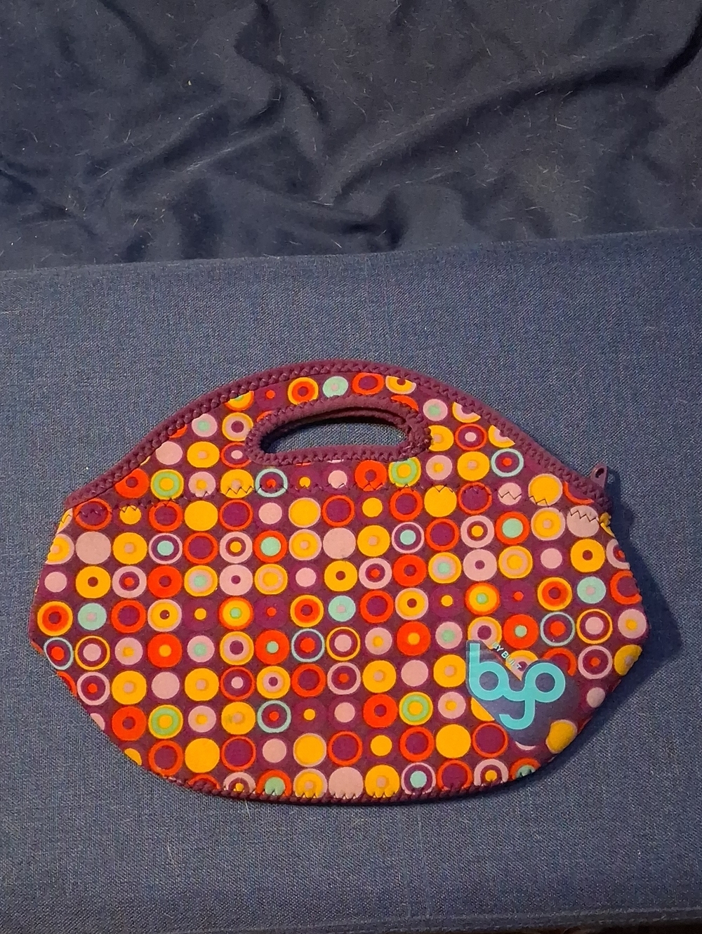 Purple Multi-Color Circle Neoprene Tote with Built-In Handle